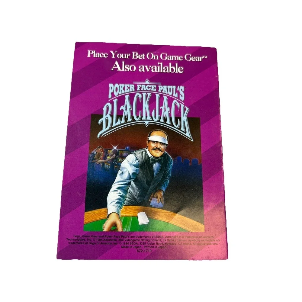 Poker Face Paul's‎ Poker Manual Only Game Gear SEGA
